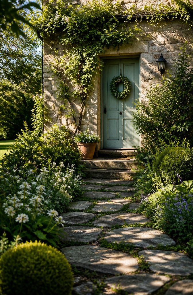 Various suggested locations for hanging a boxwood wreath.
