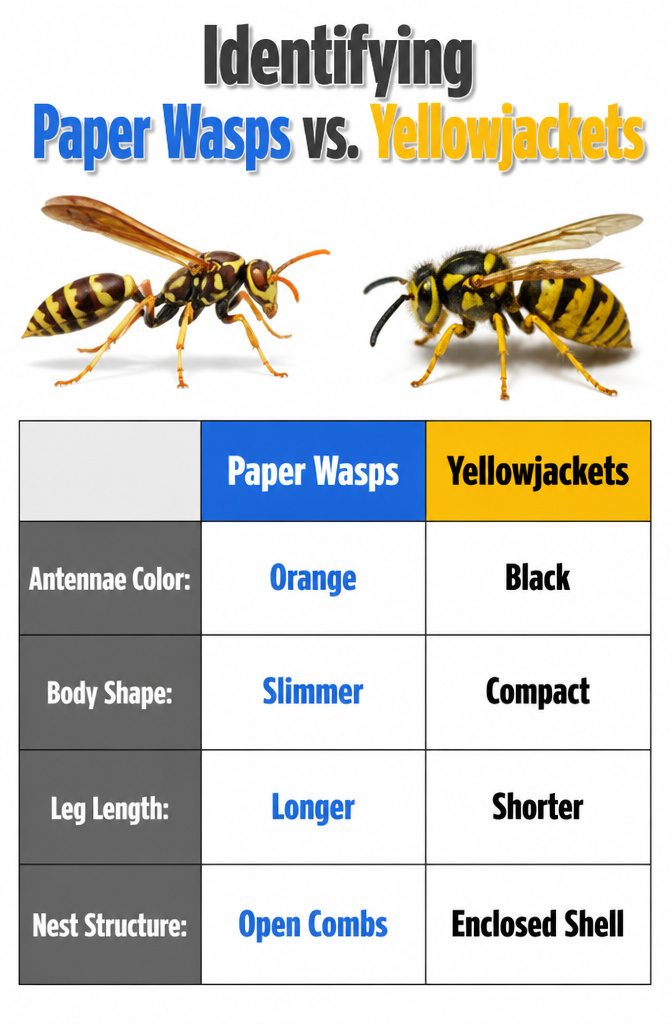 Are Paper Wasps Worth the Sting? 2026 Garden Guide 5 Comparison image showing paper wasps and yellowjackets.