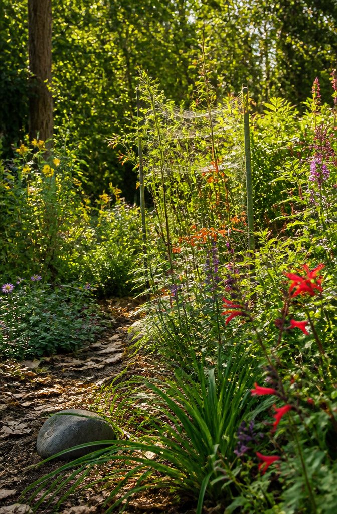 Undisturbed garden with native plants and flowers supporting insects.