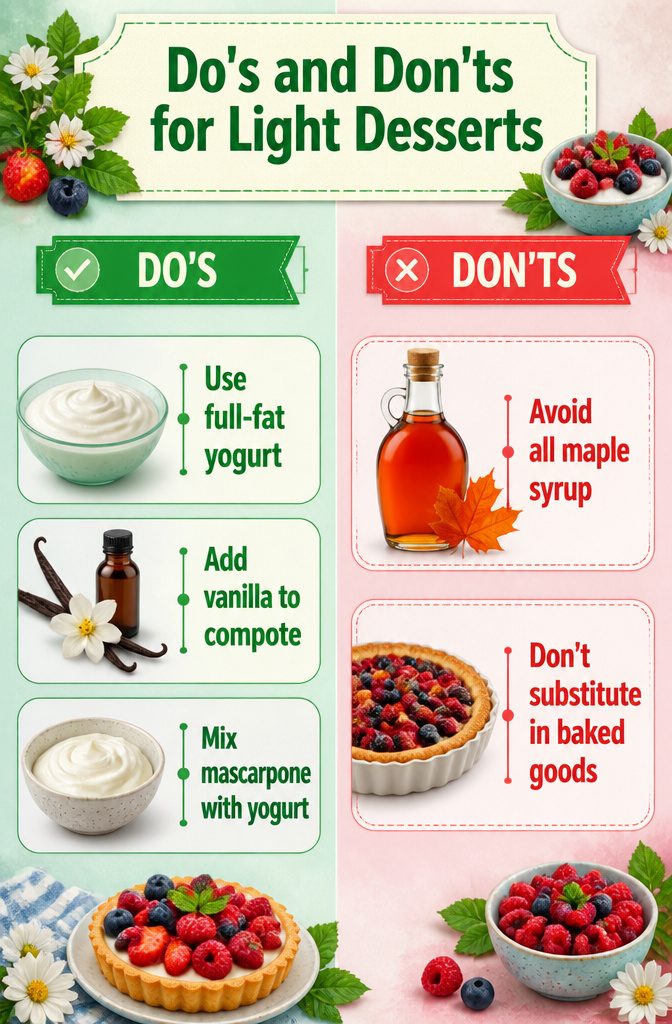 Text graphic explaining lighter berry dessert options.