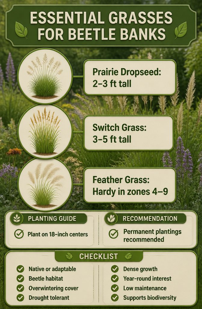 Build a Beetle Bank or Bump for Your Garden: 6 Steps 9 Three types of grasses suitable for beetle banks growing together.