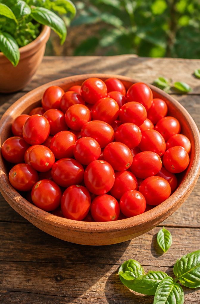 Uniformly sized Fantastico grape tomatoes in a pint jar.