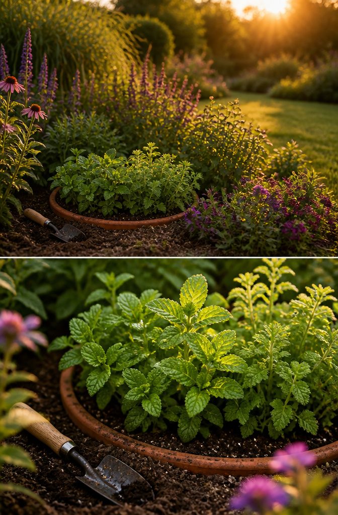 9 Container Garden Ideas for Any Space in 2026 3 A garden bed with a pot level with the soil, containing plants.