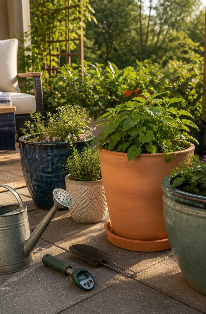 9 Container Garden Ideas for Any Space in 2026 11 A variety of vibrant pots with visible drainage holes.
