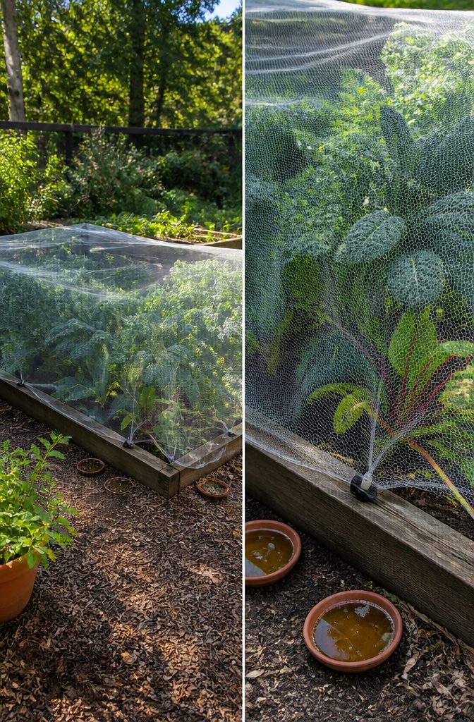 10 Creative Ways to Grow Food in Small or Unusual Spaces 14 Insect netting draped over a garden bed with kale plants.