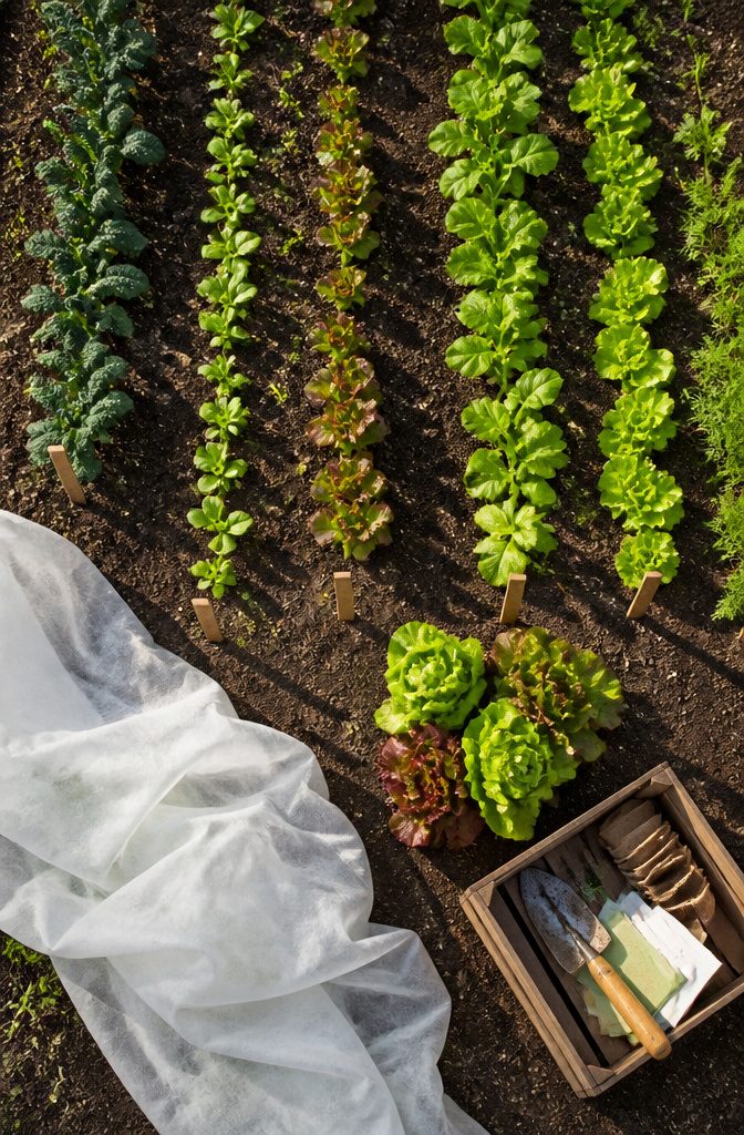 10 Creative Ways to Grow Food in Small or Unusual Spaces 8 Rows of lettuce planted at different times for staggered harvesting.