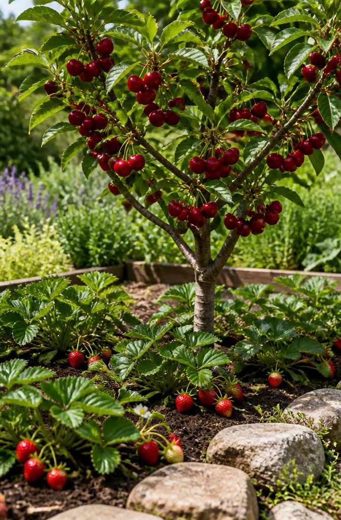 Edible Garden Design Ideas for a Beautiful, Productive Yard 10 Clumps of black raspberries growing in a garden setting.