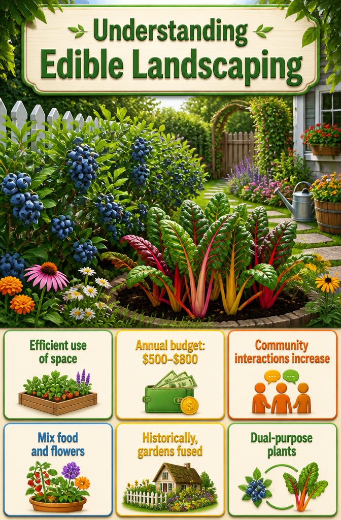 Edible Garden Design Ideas for a Beautiful, Productive Yard 9 Edible landscaping with blueberry hedges and colorful chard plants.