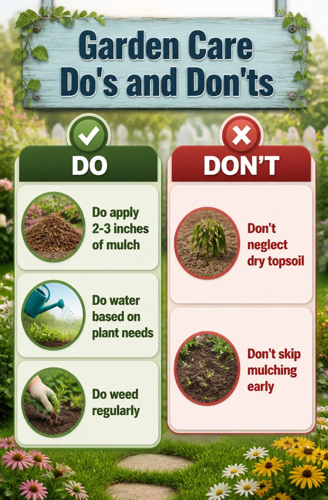 10 Flower Bed Ideas for Every Yard, Budget, and Skill Level 13 Garden care tips for mulch, watering, and weeding.