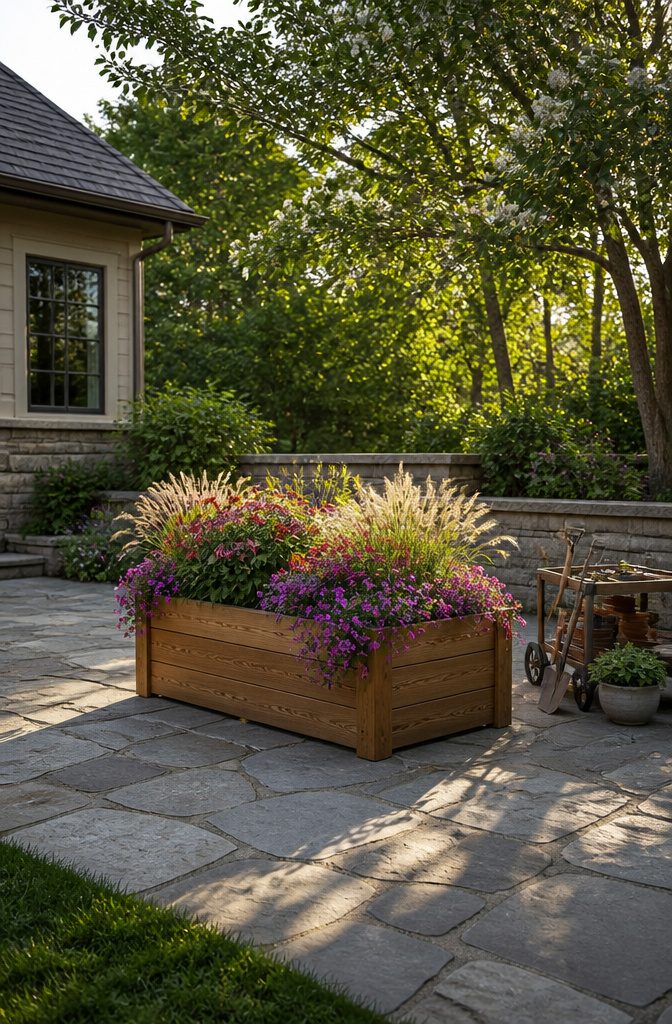 10 Flower Bed Ideas for Every Yard, Budget, and Skill Level 5 A raised flower bed designed for easy access and drainage.