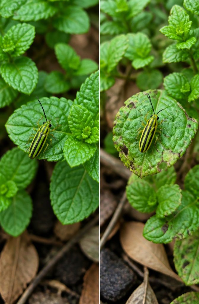 Four-Lined Plant Bugs: Identification, Damage, and Control for 2026 1 Adult four-lined plant bug showing yellow-green body and black stripes.