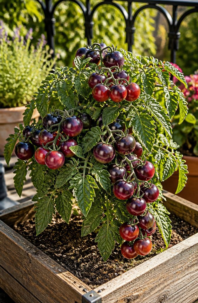 Grafted Tomatoes: Varieties, Rootstocks and What to Know for 2026 9 Indigo Ruby cherry tomatoes on a small plant.