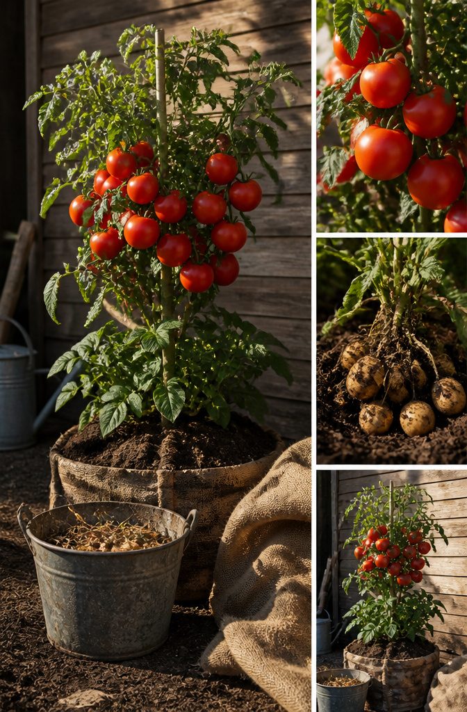Grafted Tomatoes: Varieties, Rootstocks and What to Know for 2026 15 A Ketchup 'n' Fries plant with tomatoes above and potato foliage below.