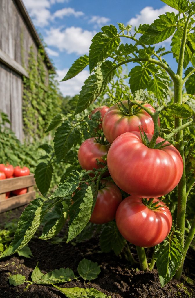 Grafted Tomatoes: Varieties, Rootstocks and What to Know for 2026 4 A large Mortgage Lifter tomato on the vine.