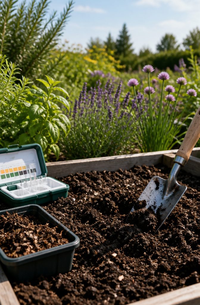 How to Grow a Culinary Herb Garden: A 7-Step Guide (2026) 3 Close-up of dark soil being prepared in a raised garden bed.