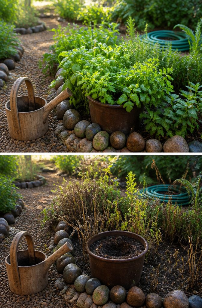 How to Grow a Culinary Herb Garden: A 7-Step Guide (2026) 5 A gardener watering herbs in a garden bed.