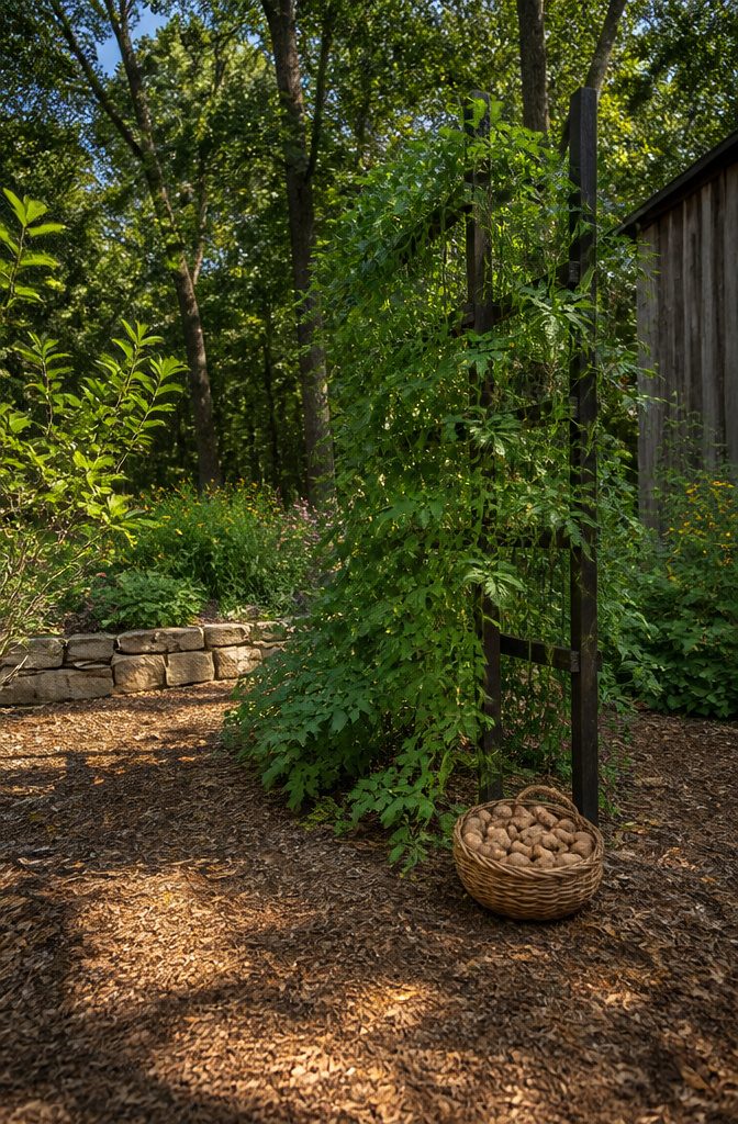 Growing American Groundnuts: Planting, Care and Harvest 11 American groundnut plants growing in a garden, reflecting their history.