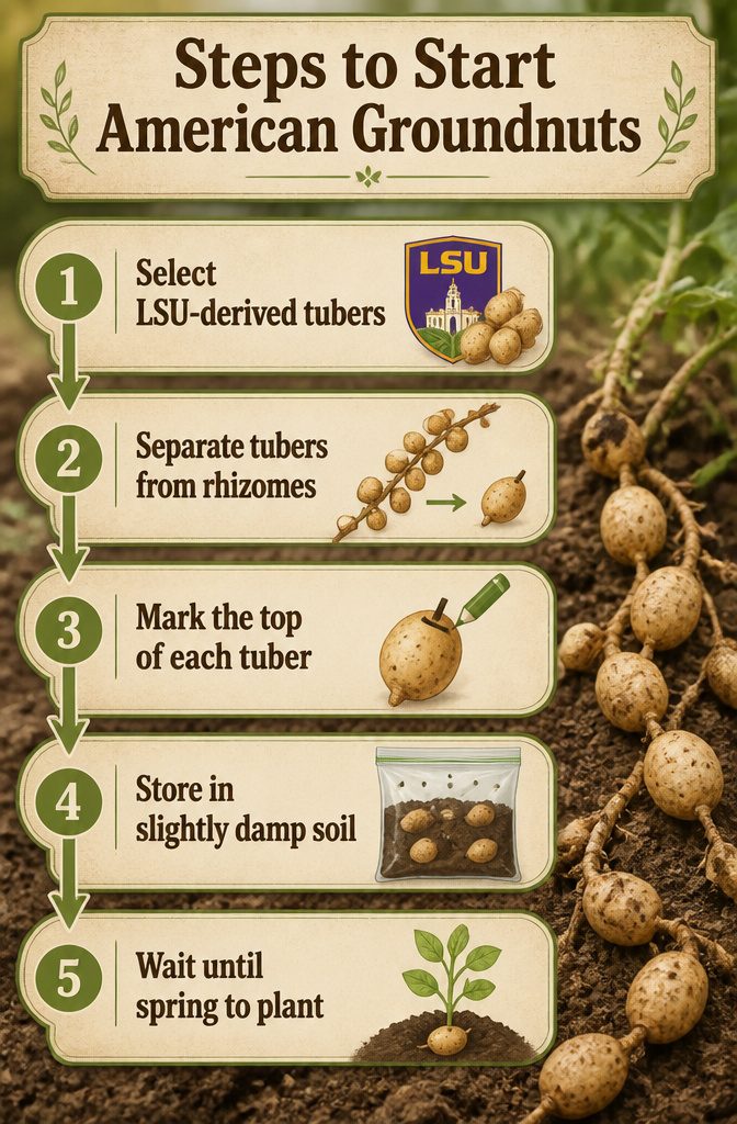 Growing American Groundnuts: Planting, Care and Harvest 12 Steps to start American groundnuts from tubers in a garden.