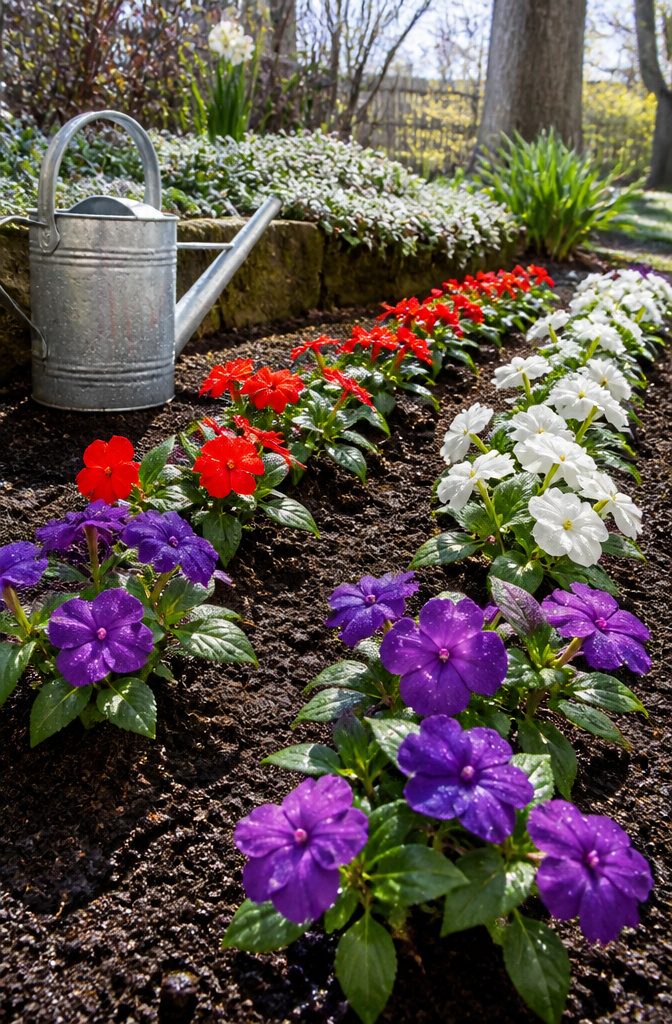 SunPatiens planted in warm soil after the last frost.