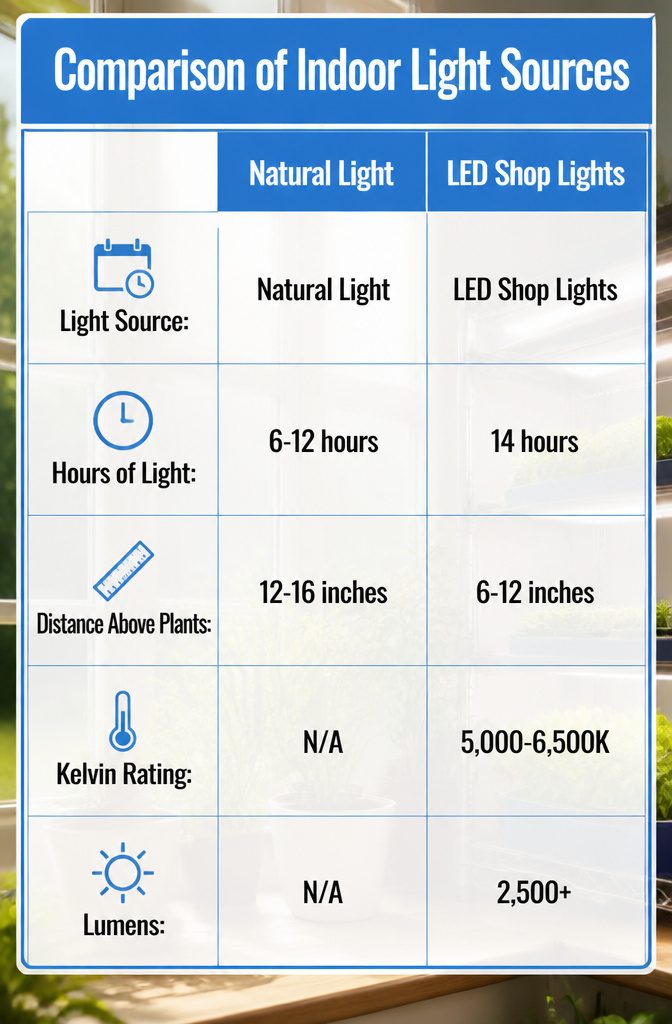 11 Indoor Food Garden Ideas for Growing Vegetables, Herbs and Fruit 12 A comparison of different indoor light sources for plants.