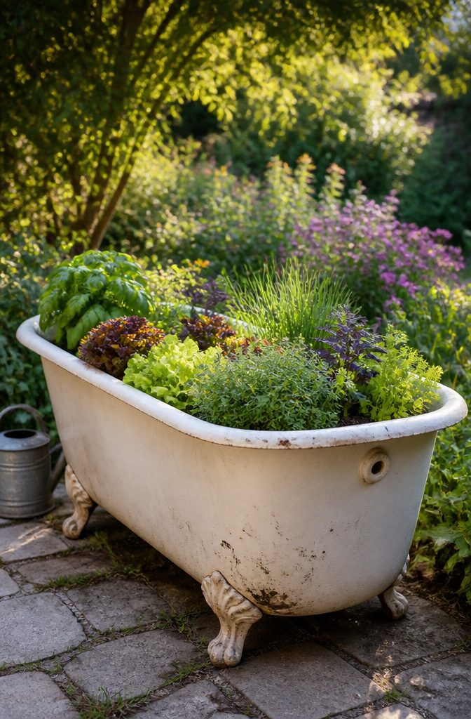 12 Inexpensive Raised Garden Bed Ideas for 2026 6 Cast iron bathtub used as a raised garden bed.