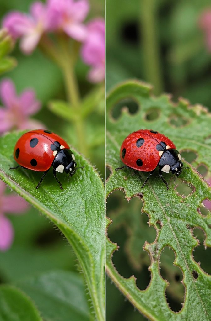 Photograph showing various patterns on different ladybug species.