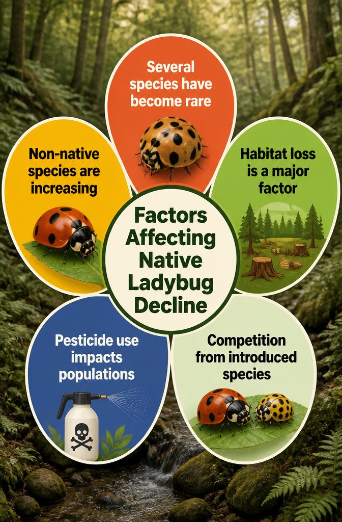 Information image showing factors affecting native ladybug decline.