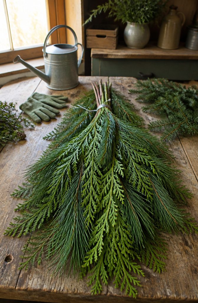 Make a Holiday Swag in Five Easy Steps: A 2026 Guide 2 Long balsam branches arranged at the top of a swag.