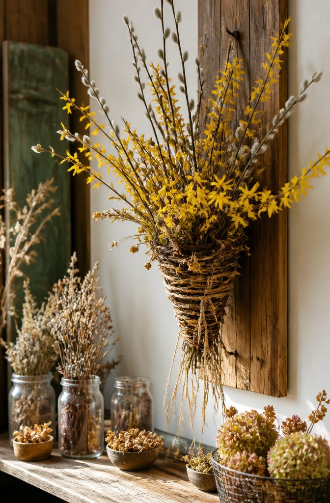 Make a Holiday Swag in Five Easy Steps: A 2026 Guide 8 A versatile swag with pussy willow and forsythia branches.