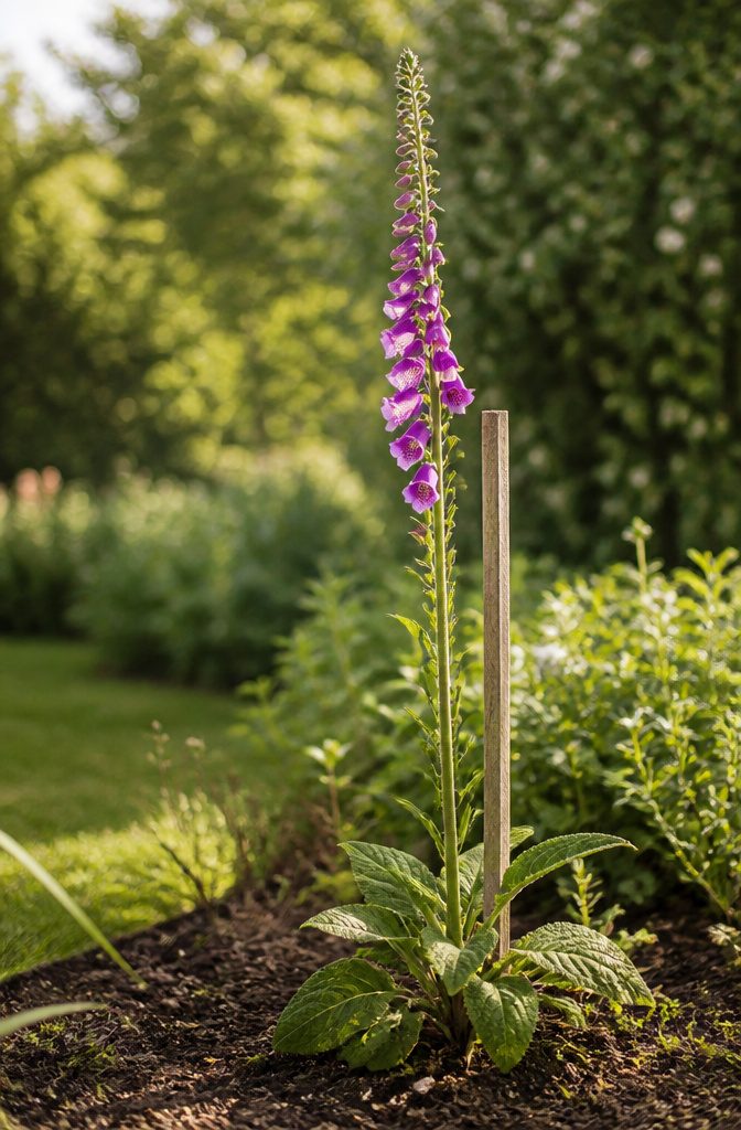 Pinching Annuals: How, When and Which Plants to Pinch 7 A foxglove plant displaying its single flowering spike.