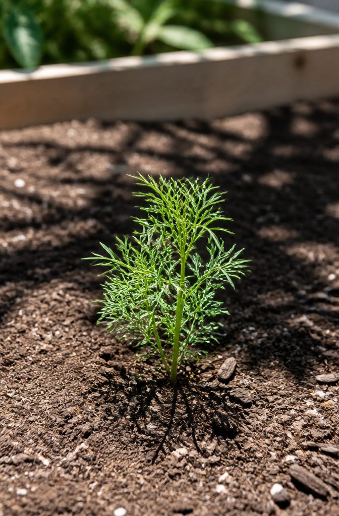 Pinching Annuals: How, When and Which Plants to Pinch 3 A 6-inch tall cosmos plant with green leaves in a garden.
