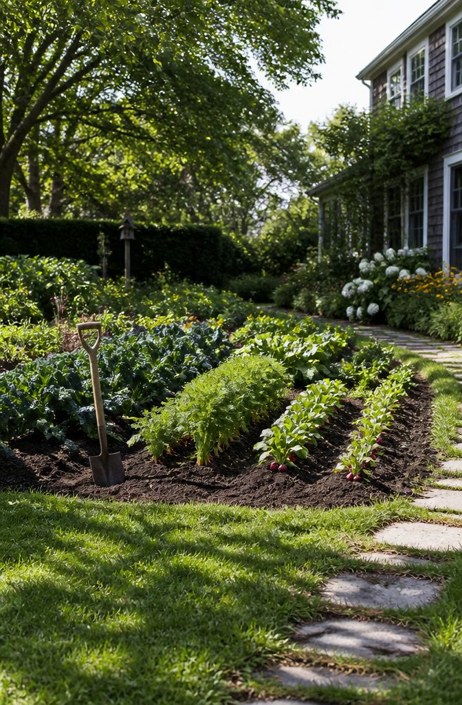 A garden patch directly planted into the existing soil.