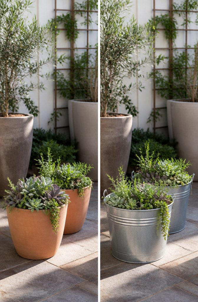 7 Planter Ideas for Sun, Shade and Container Gardening 9 A planter showing the importance of container size for summer gardening.