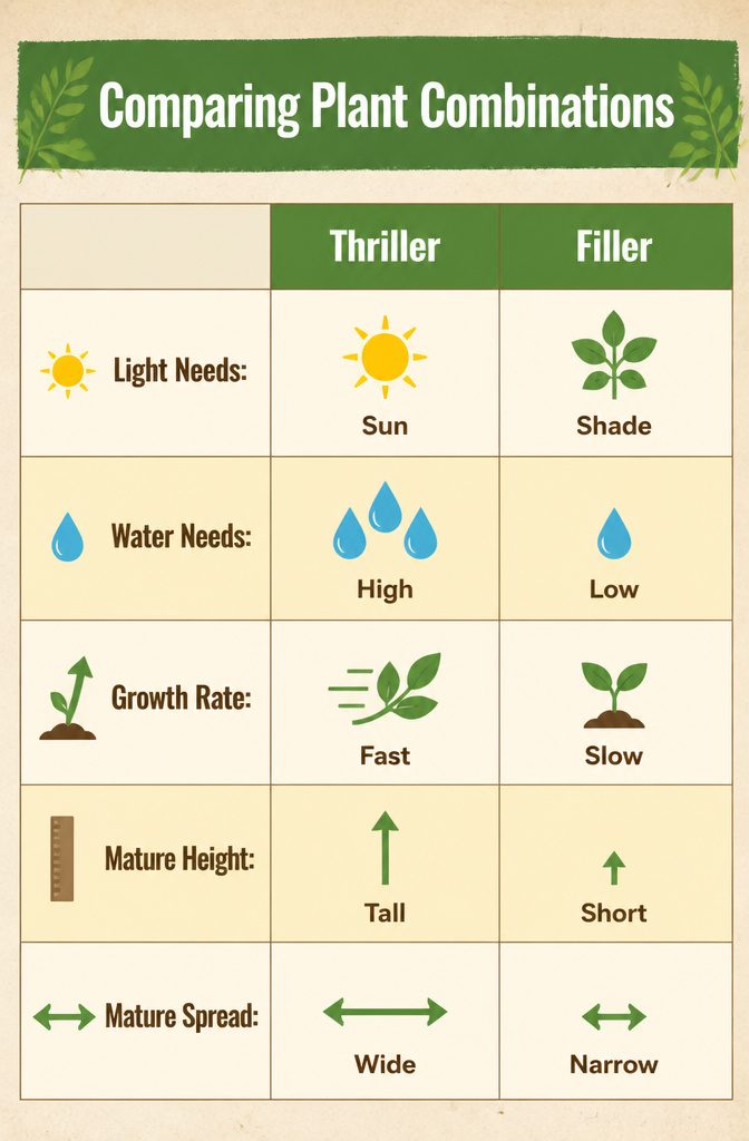 7 Planter Ideas for Sun, Shade and Container Gardening 8 An image comparing various plant combinations for container gardening.