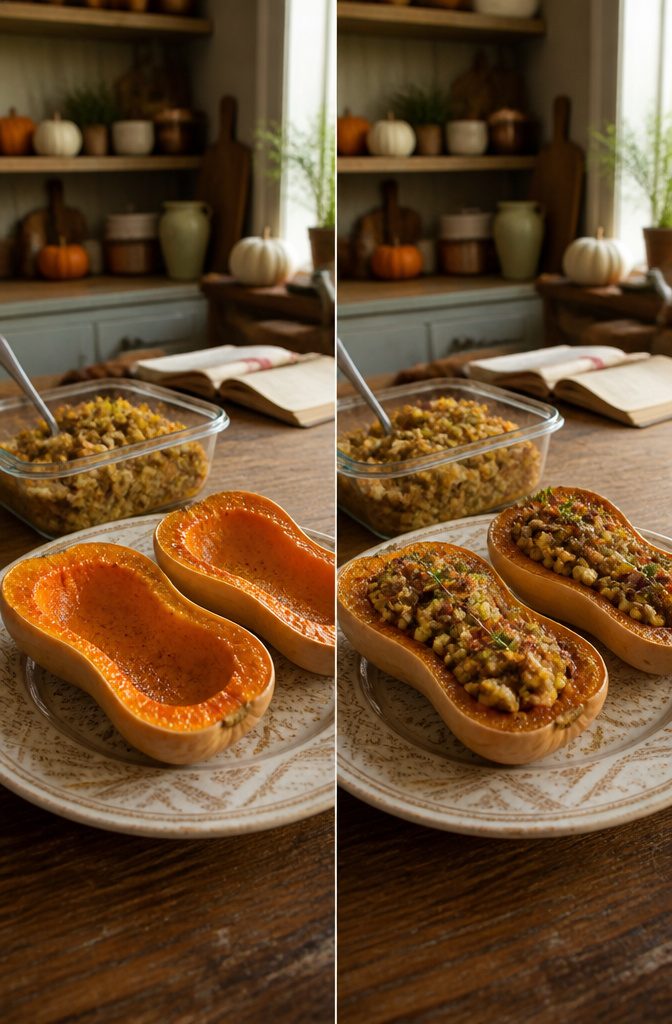 Stuffed Squash Recipe - How to Make Stuffed Squash (2026) 10 Stuffed squash and filling stored in the refrigerator.