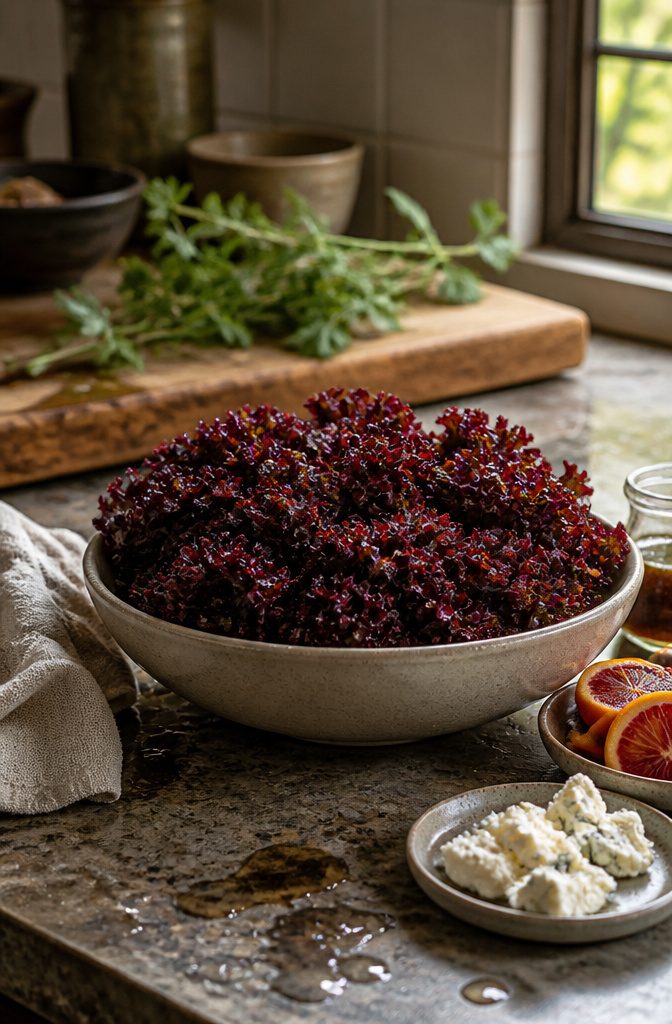Red Lettuce Varieties for the Garden and Kitchen 5 Bowl of Lollo Rosso lettuce with dense, ruffled burgundy leaves.