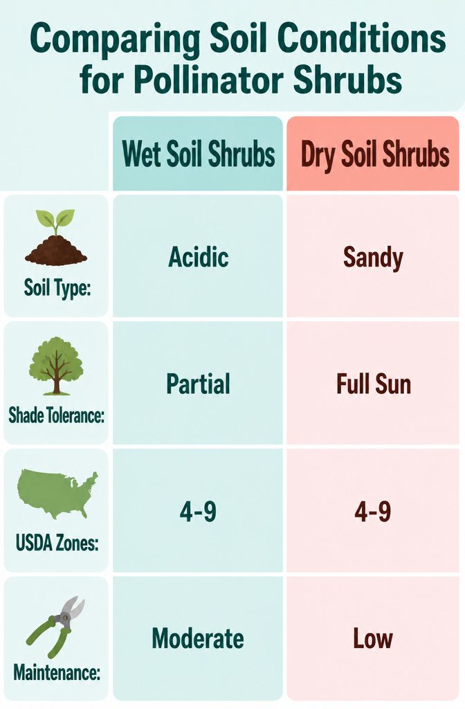 Shrubs for Pollinators: Bees, Butterflies and Beyond 32 Image comparing different soil conditions for pollinator shrubs.
