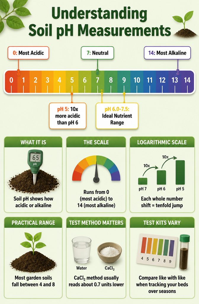 Soil pH and Why It Matters: What Controls Plant Nutrition 1 An infographic explaining soil pH measurements with a scale.