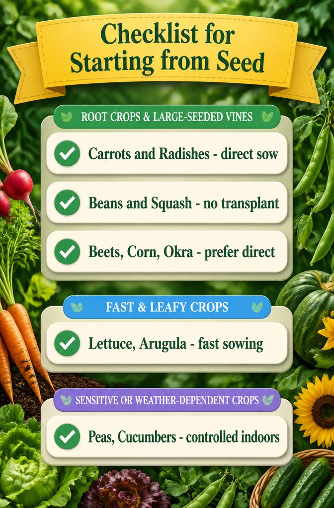Start From Seed or Buy Plants: 5 Factors to Decide in 2026 6 A checklist detailing crops that should be started from seed.