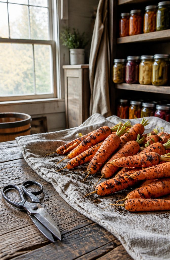 Quick Steps to Winter Carrots: Store Fresh Harvest Through 2026 2 An assortment of freshly harvested carrots on a towel with trimmed greens.