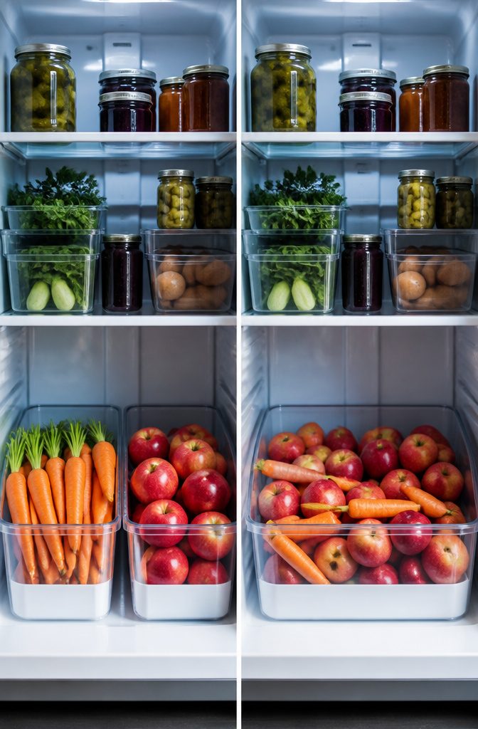 Quick Steps to Winter Carrots: Store Fresh Harvest Through 2026 7 A crisper drawer containing carrots and apples separated.