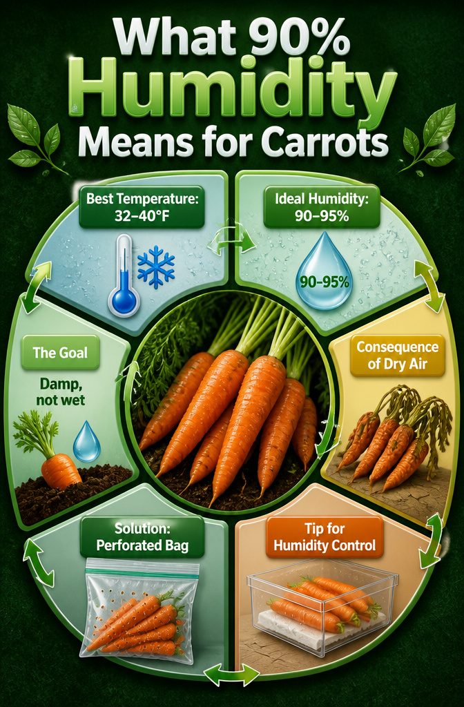 Quick Steps to Winter Carrots: Store Fresh Harvest Through 2026 6 A diagram illustrating ideal humidity conditions for carrot storage.