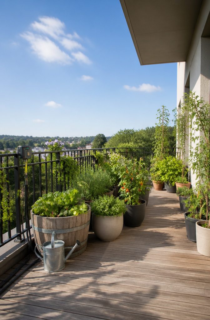 Vegetable Gardening Facts: 7 Essential Methods for Growing Food 9 Various vegetable plants in pots on a patio.