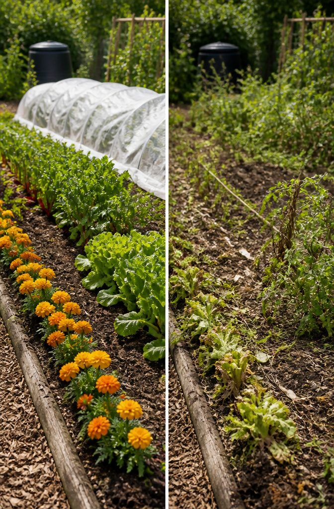 Vegetable Gardening Facts: 7 Essential Methods for Growing Food 5 A gardener inspecting tomato leaves for pests at night.