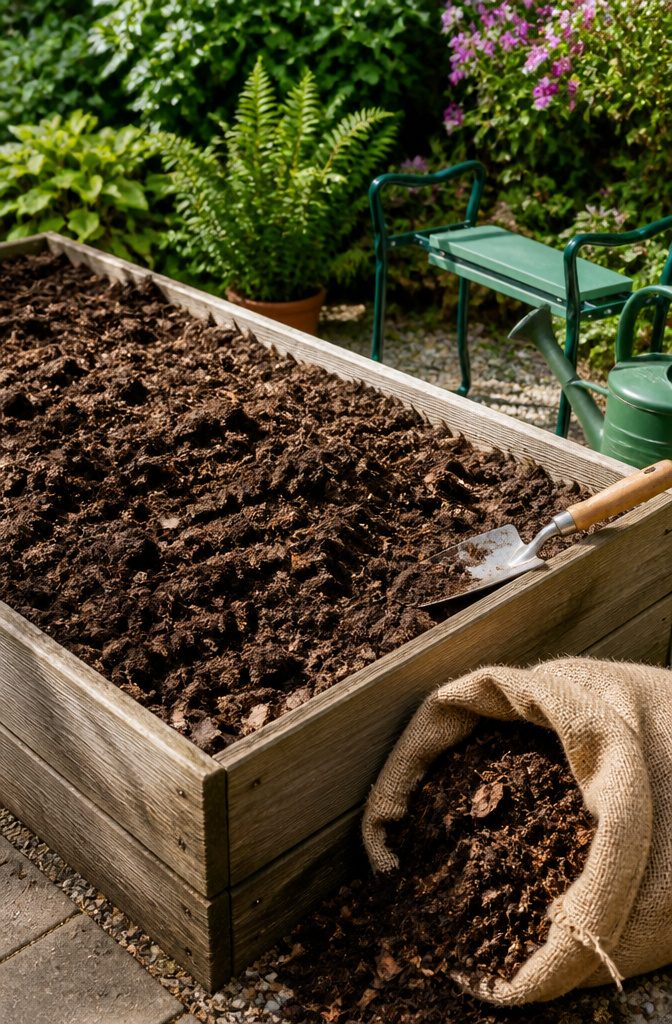 Vegetable Gardening Facts: 7 Essential Methods for Growing Food 2 Dark, crumbly soil in a garden bed with a trowel and compost nearby.