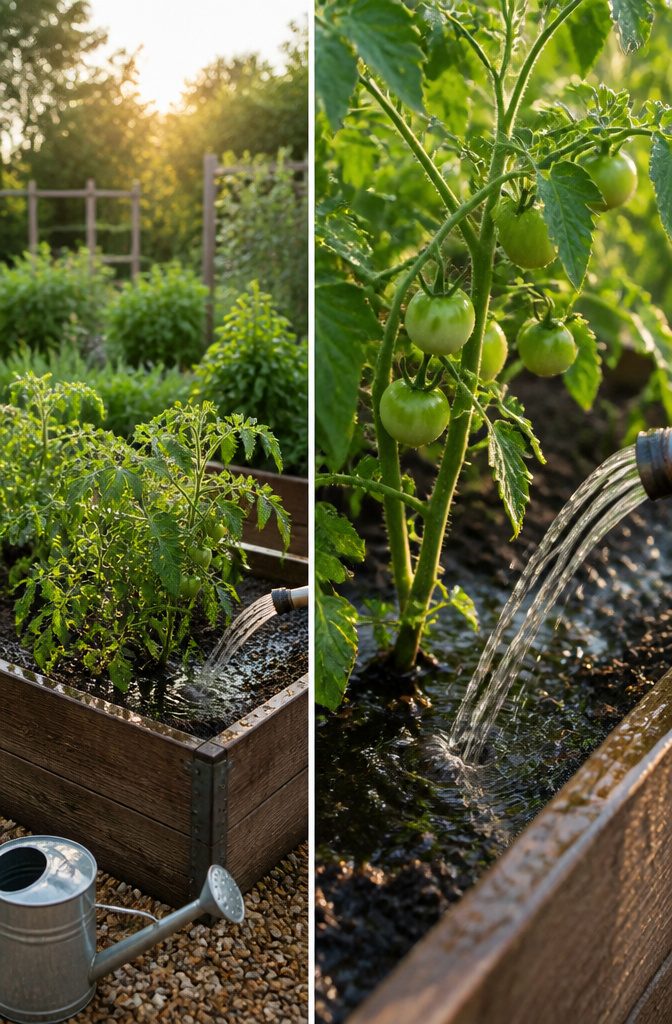 Vegetable Gardening Facts: 7 Essential Methods for Growing Food 4 A watering can and a gauge for measuring rainfall in a garden.