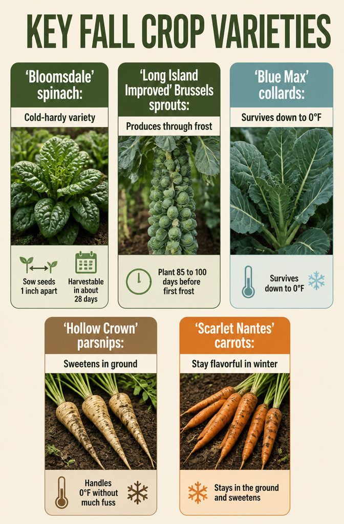 Vegetable Gardening for Fall: What to Plant, When to Start, and How to Protect It 23 An image showcasing important fall crop varieties for gardening.