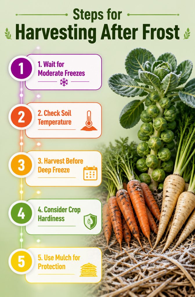 An informative image about harvesting vegetables after frost.