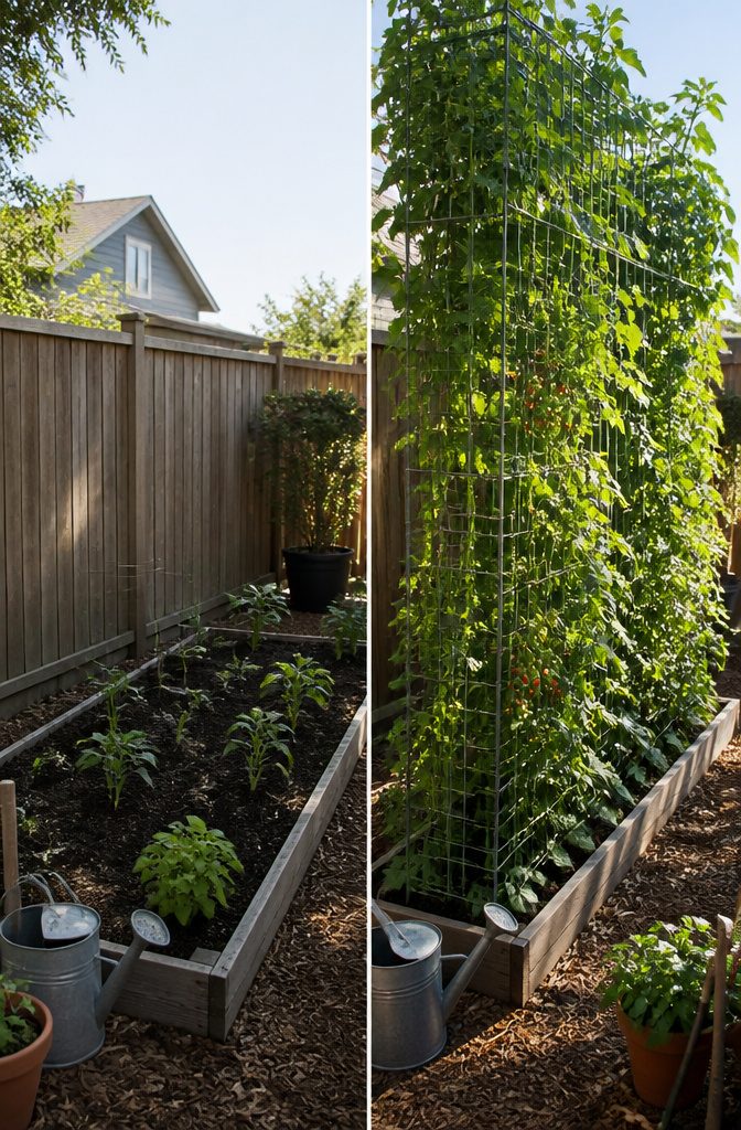Vertical Vegetable Gardening: A Field Guide to Growing Produce Upward 11 A thriving vertical garden demonstrating space efficiency.