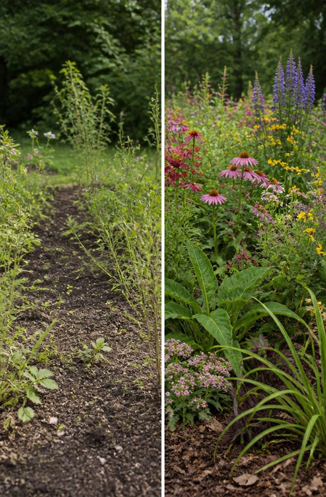 Wildlife Garden Project: 15 Practical Ideas for 2026 10 A garden scene showing plants without any visible pesticide use.